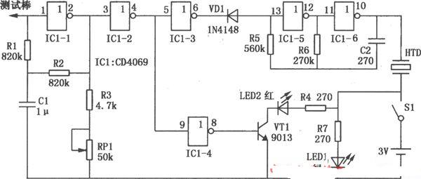 cd4069做的感应测电笔