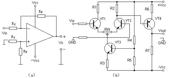 由集成运算放大器构成的差动放大器电路和由分立元件构成的差动