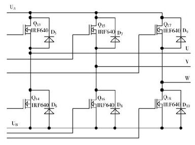图5三相桥式逆变电路图逆变电路中采用正弦脉冲宽度调制(sinusoidal
