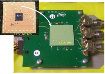 图9. intel公司60ghz ltcc封装天线 cmos芯片实物照片