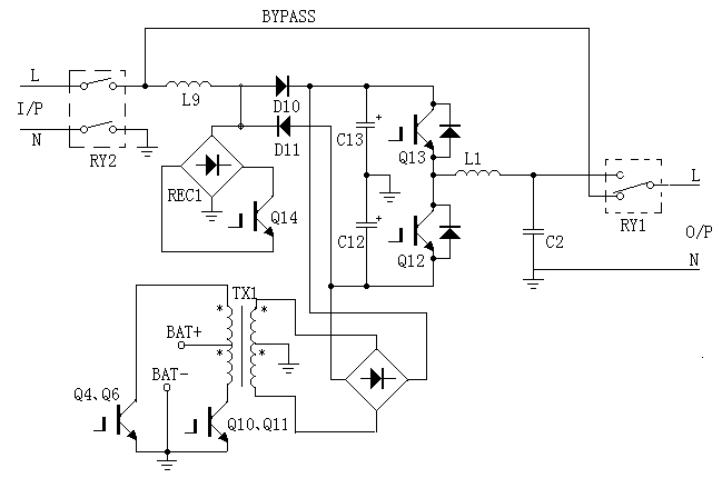 二极管 d10,d11 组成的 ac/dc 升压功率因数修正电路,产生逆变器工作