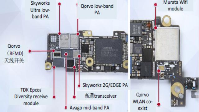 苹果iphone 6s se中的主要射频器件及芯片