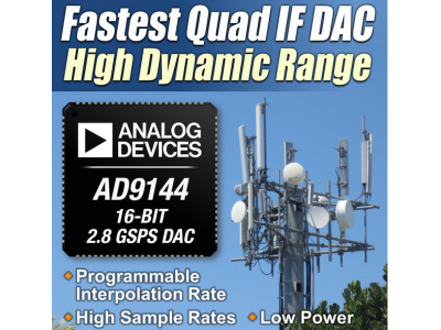 ADI发布最快四通道中频数模转换器AD9144