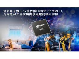 瑞萨电子推出5V高性能RX660 32位MCU，  为家电和工业应用提供卓越的噪声容限