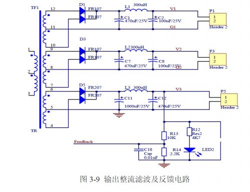 輸出整流濾波及反饋電路