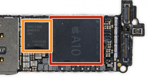 蘋果 iphone 使用的 a10 fusion soc samsung ram,外掛高通 mdm9