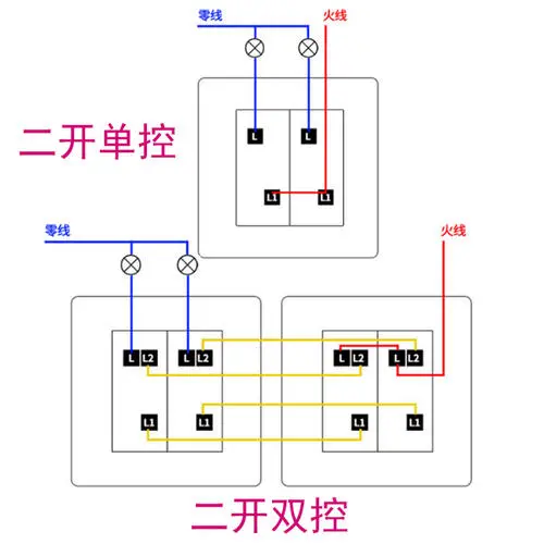 二開雙控開關怎麼接線圖解