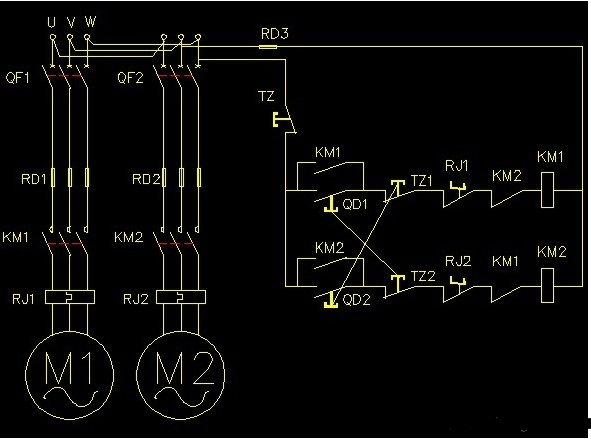 起动电路时使电路对应其负载的接触器或继电器闭合接通负载构成回路时