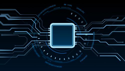 blank-microchip-mockup-with-glowing-circuit-traces-binary-code-clean-technology-design-template-with-copyspace-branding-3d-rendering