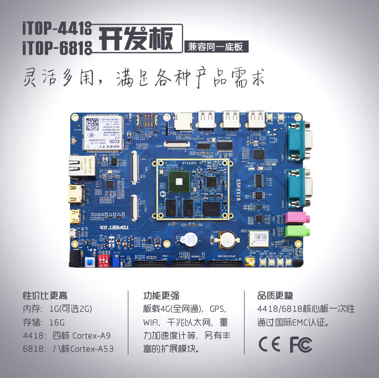 迅为iTOP-6818开发板八核Cortex-A53架构,满